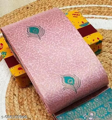 Pastel Pink & Rama Green Jacquard Silk Saree – Royal Peacock Pallu Traditional Saree with Blouse Piece