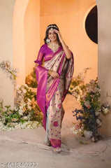 Royal Magenta & Champagne Gold Banarasi Silk Saree with Intricate Zari Work